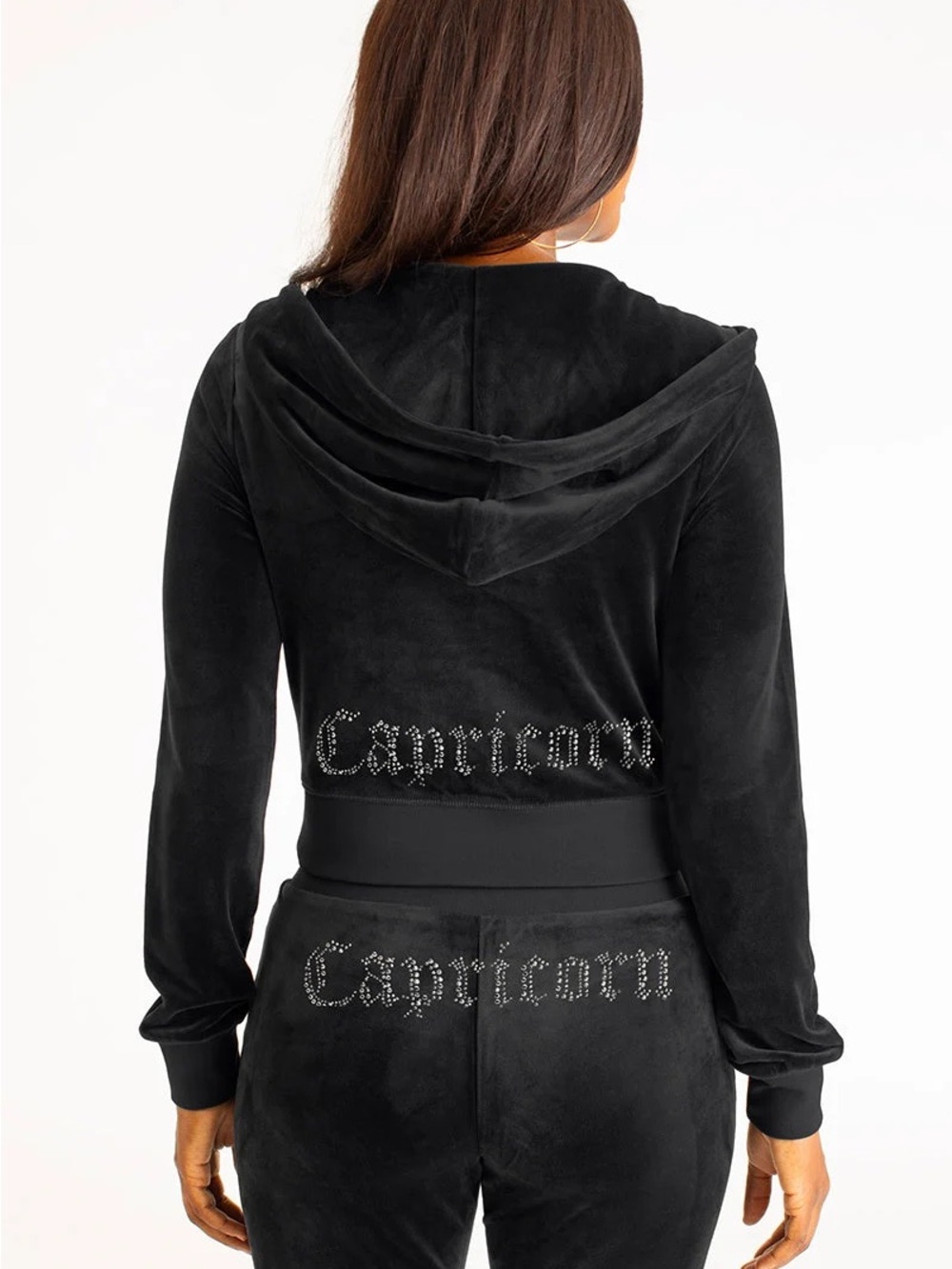 Juicy Couture - Womens Small Black Capricorn Embellished Black Velour Tracksuit!